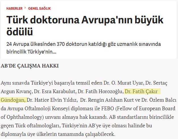 Doç. Dr. Fatih Çakır Gündoğan — Kayseri'nin en iyi göz doktorlarından biri